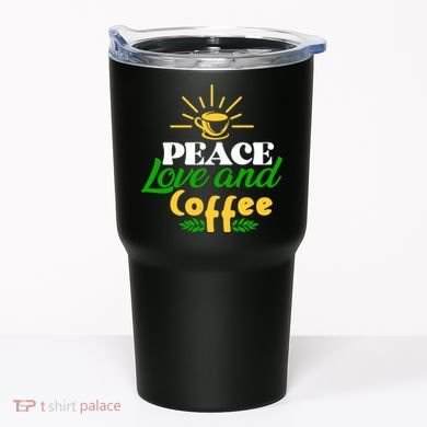 Peace Love & Coffee Motif Tumbler