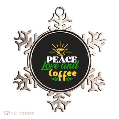 Peace Love & Coffee Motif Ornament