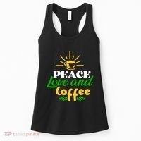 Peace Love & Coffee Motif Women's Tank Top thumb 0