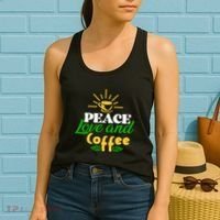 Peace Love & Coffee Motif Women's Tank Top thumb 2