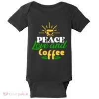 Peace Love & Coffee Motif Baby Bodysuit thumb 0