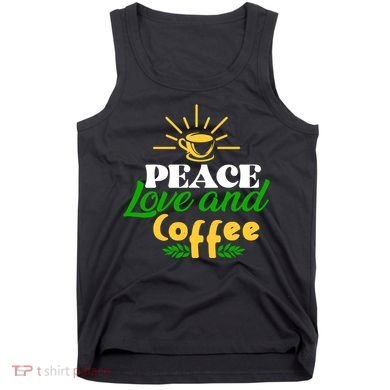 Peace Love & Coffee Motif Tank Top