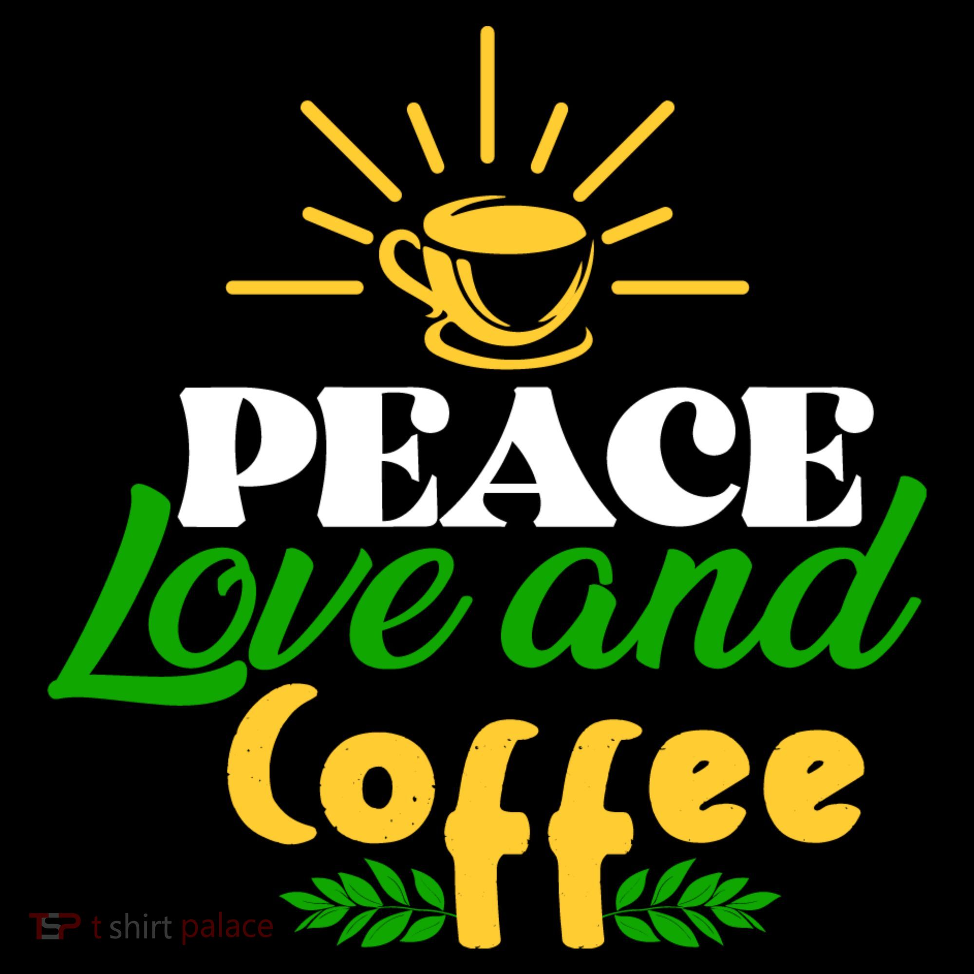 Peace Love & Coffee Motif Tank Top