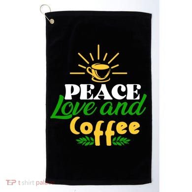 Peace Love & Coffee Motif Golf Towel