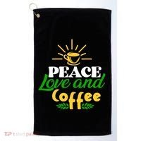 Peace Love & Coffee Motif Golf Towel thumb 0