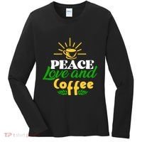 Peace Love & Coffee Motif Women's Long Sleeve Shirt thumb 0
