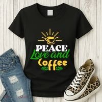 Peace Love & Coffee Motif Women's T-Shirt thumb 3