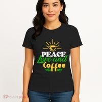 Peace Love & Coffee Motif Women's T-Shirt thumb 4