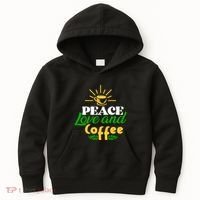 Peace Love & Coffee Motif Kids Hoodie thumb 0