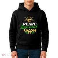 Peace Love & Coffee Motif Kids Hoodie thumb 4