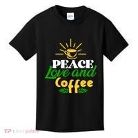 Peace Love & Coffee Motif Kids T-Shirt thumb 0