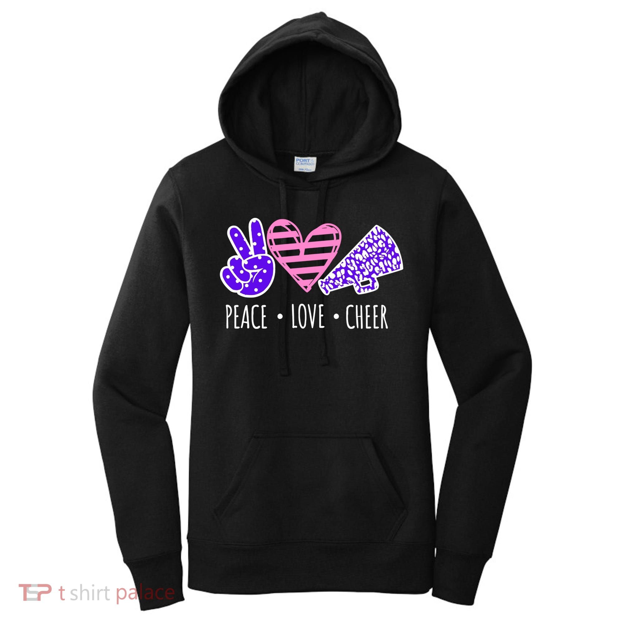 Peace Love Cheer Cheerleader Teen Girls Funny Cheerleading Gift Women's Hoodie