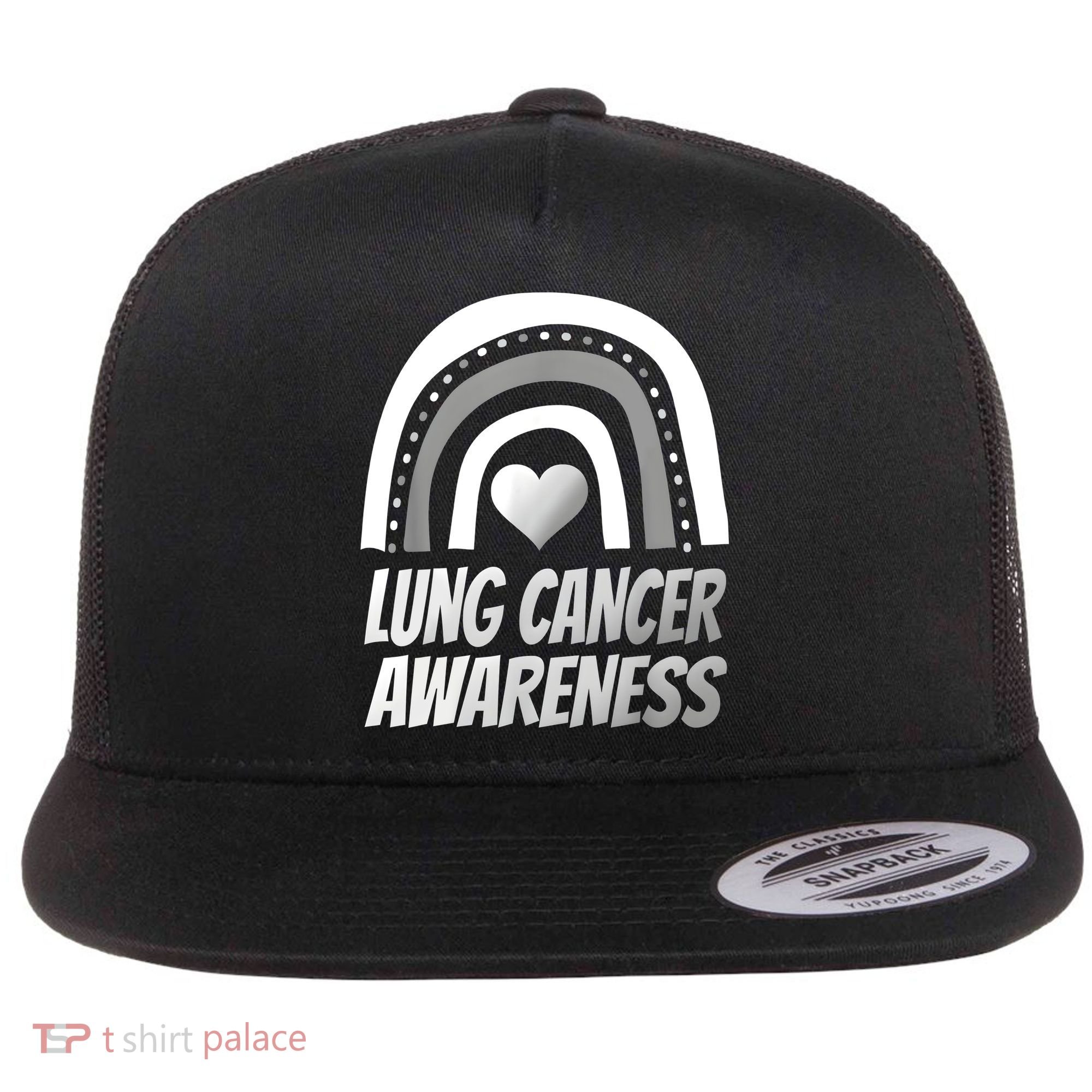 Proud Lung Cancer Rainbow Warrior Survivor Flat Bill Trucker Hat