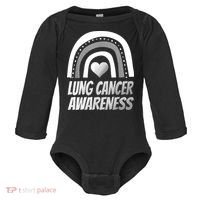 Proud Lung Cancer Rainbow Warrior Survivor Baby Long Sleeve Bodysuit thumb 0