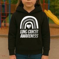 Proud Lung Cancer Rainbow Warrior Survivor Kids Hoodie thumb 3