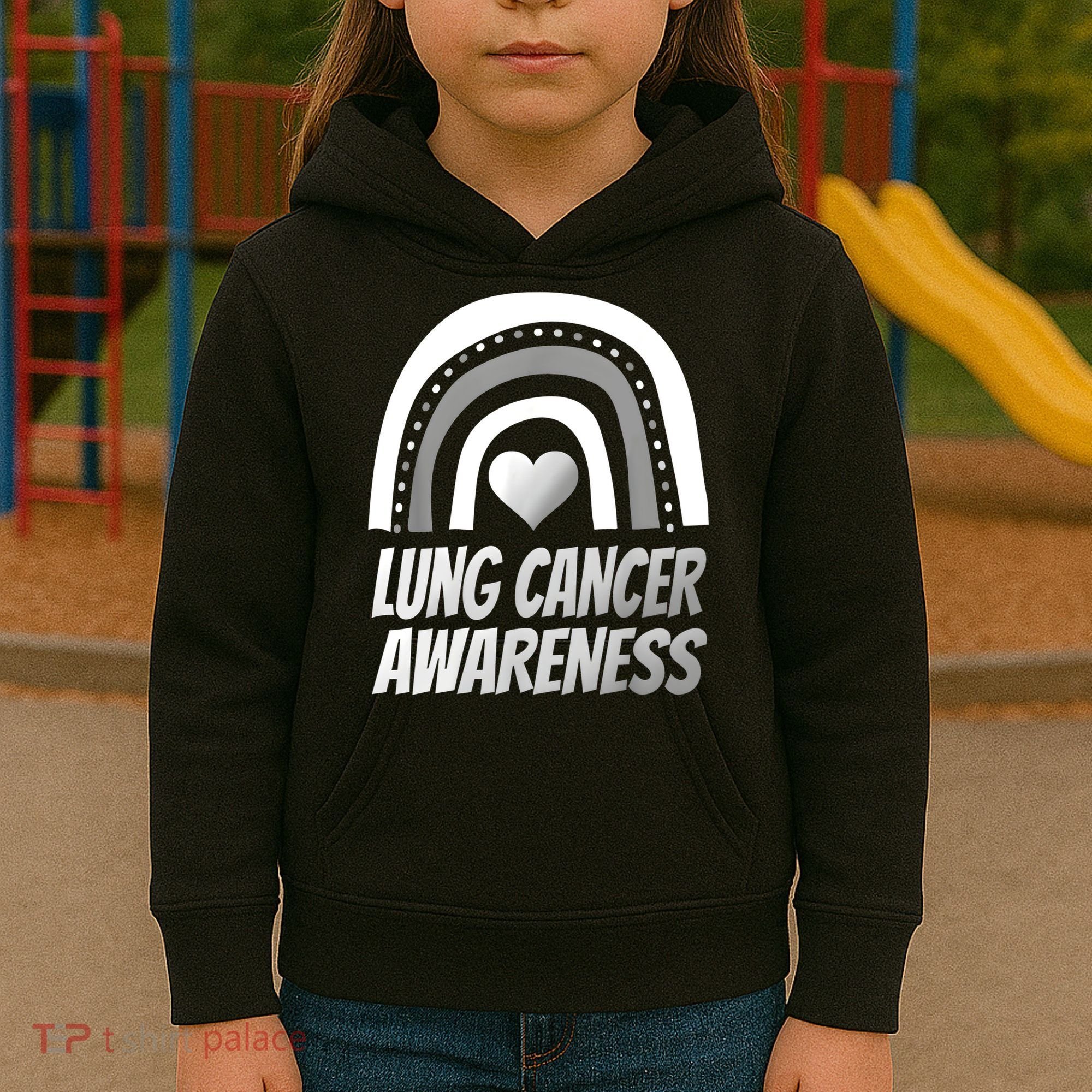 Proud Lung Cancer Rainbow Warrior Survivor Kids Hoodie