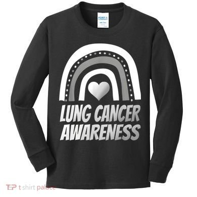 Proud Lung Cancer Rainbow Warrior Survivor Kids Long Sleeve Shirt
