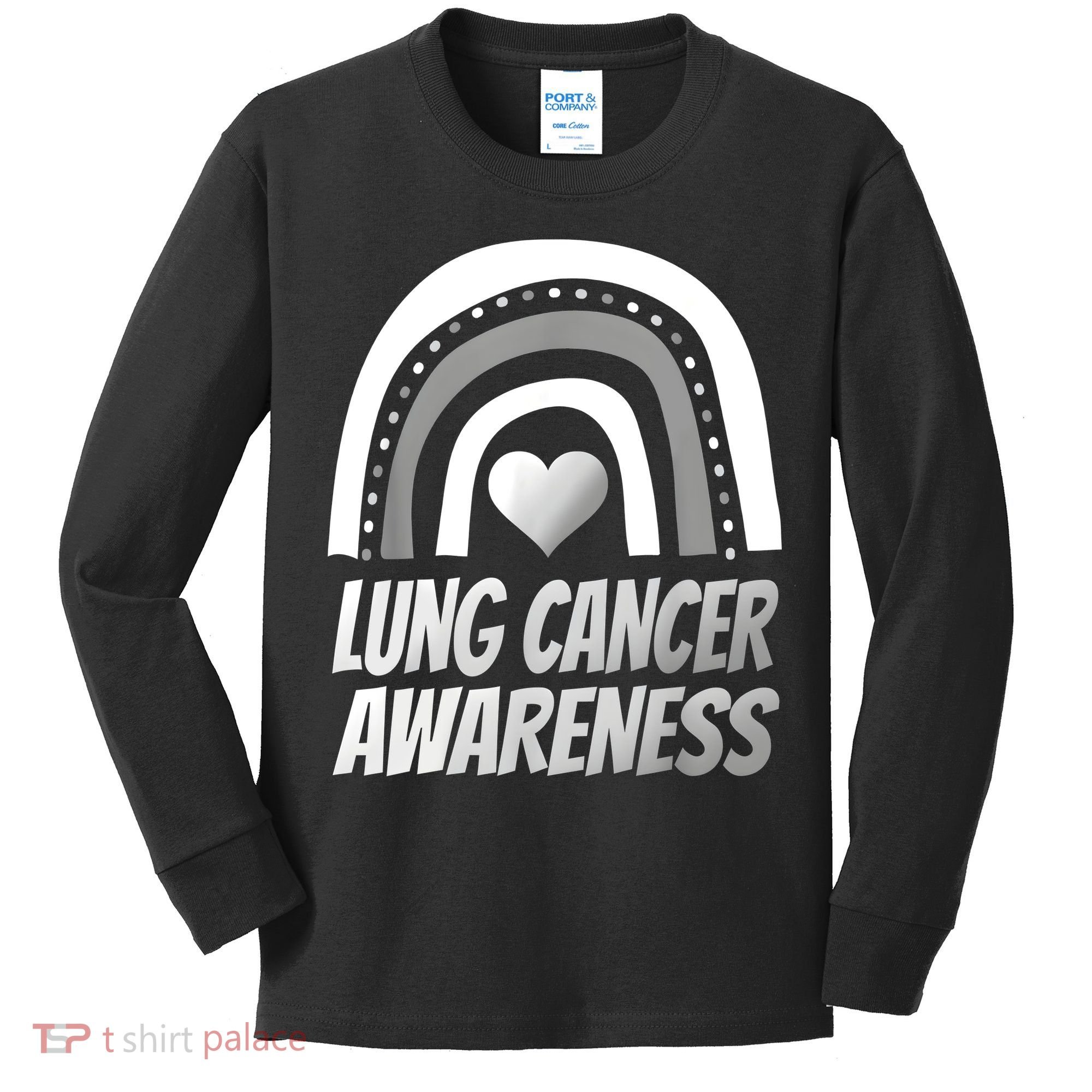 Proud Lung Cancer Rainbow Warrior Survivor Kids Long Sleeve Shirt