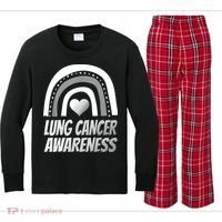 Proud Lung Cancer Rainbow Warrior Survivor Kids Long Sleeve Plaid Pajama Set thumb 0