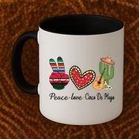 Peace Love Cinco De Mayo Fiesta Mexican Hippie Women Coffee Mug thumb 2