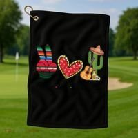 Peace Love Cinco De Mayo Fiesta Mexican Hippie Women Golf Towel thumb 1