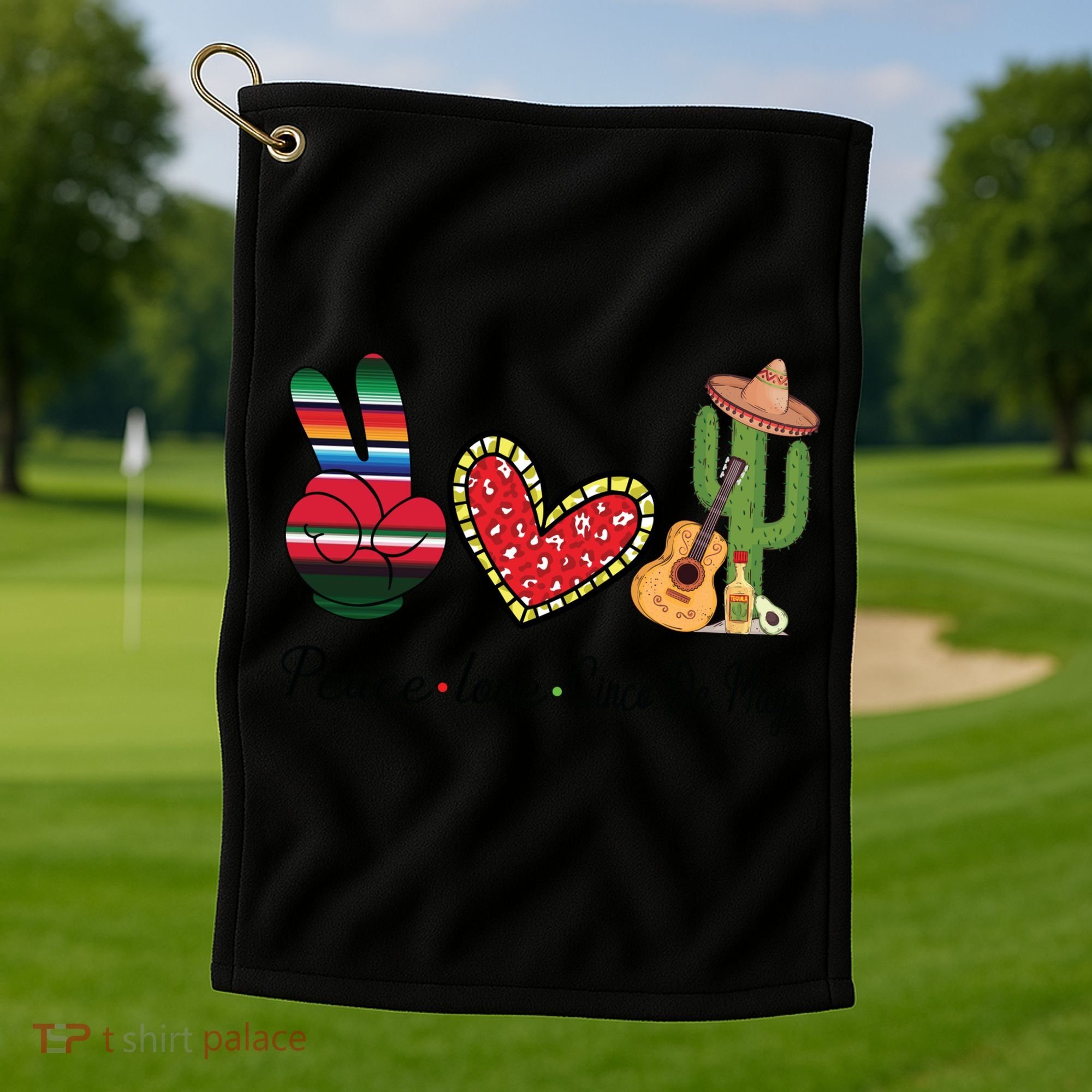 Peace Love Cinco De Mayo Fiesta Mexican Hippie Women Golf Towel
