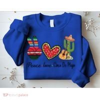 Peace Love Cinco De Mayo Fiesta Mexican Hippie Women Sweatshirt thumb 2
