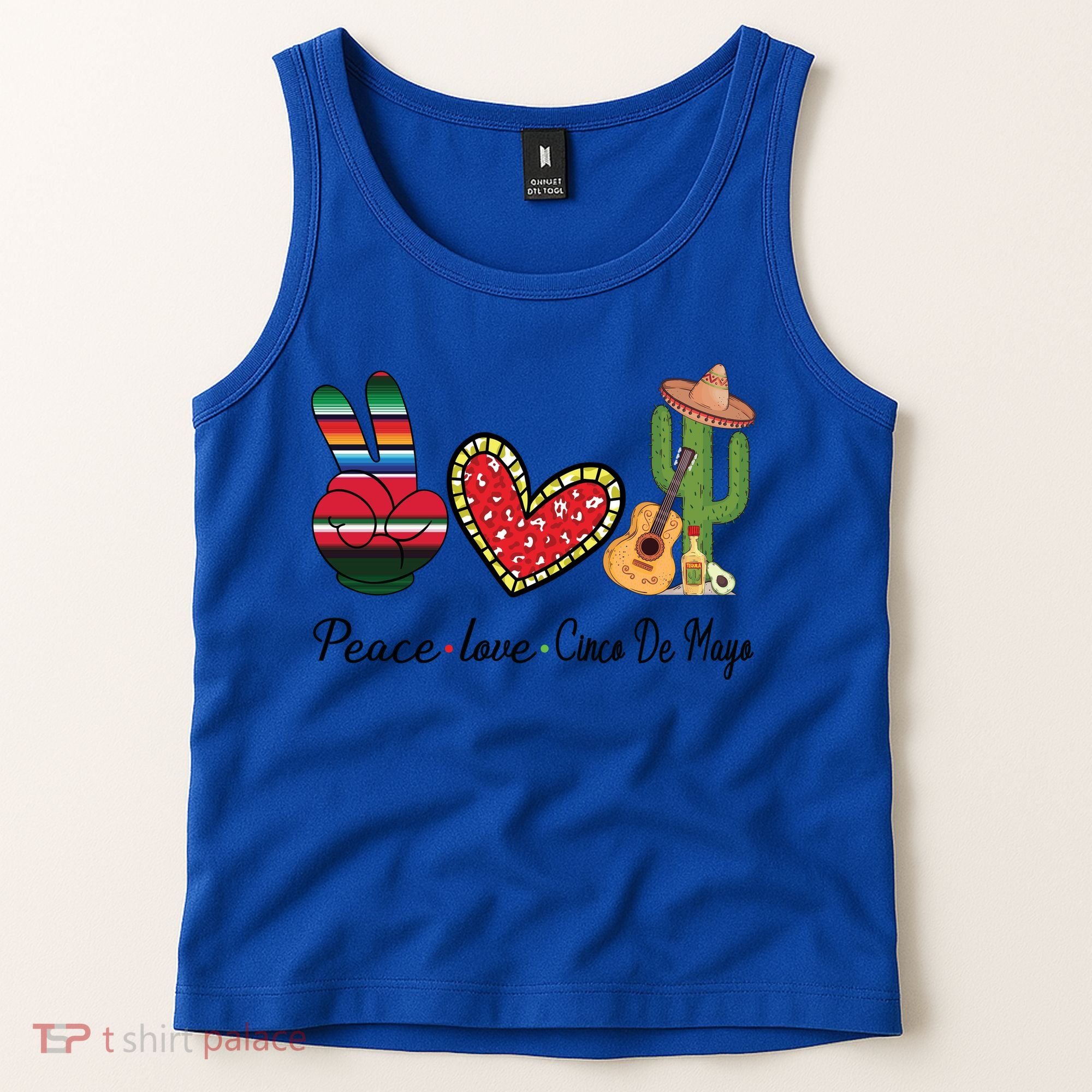 Peace Love Cinco De Mayo Fiesta Mexican Hippie Women Tank Top