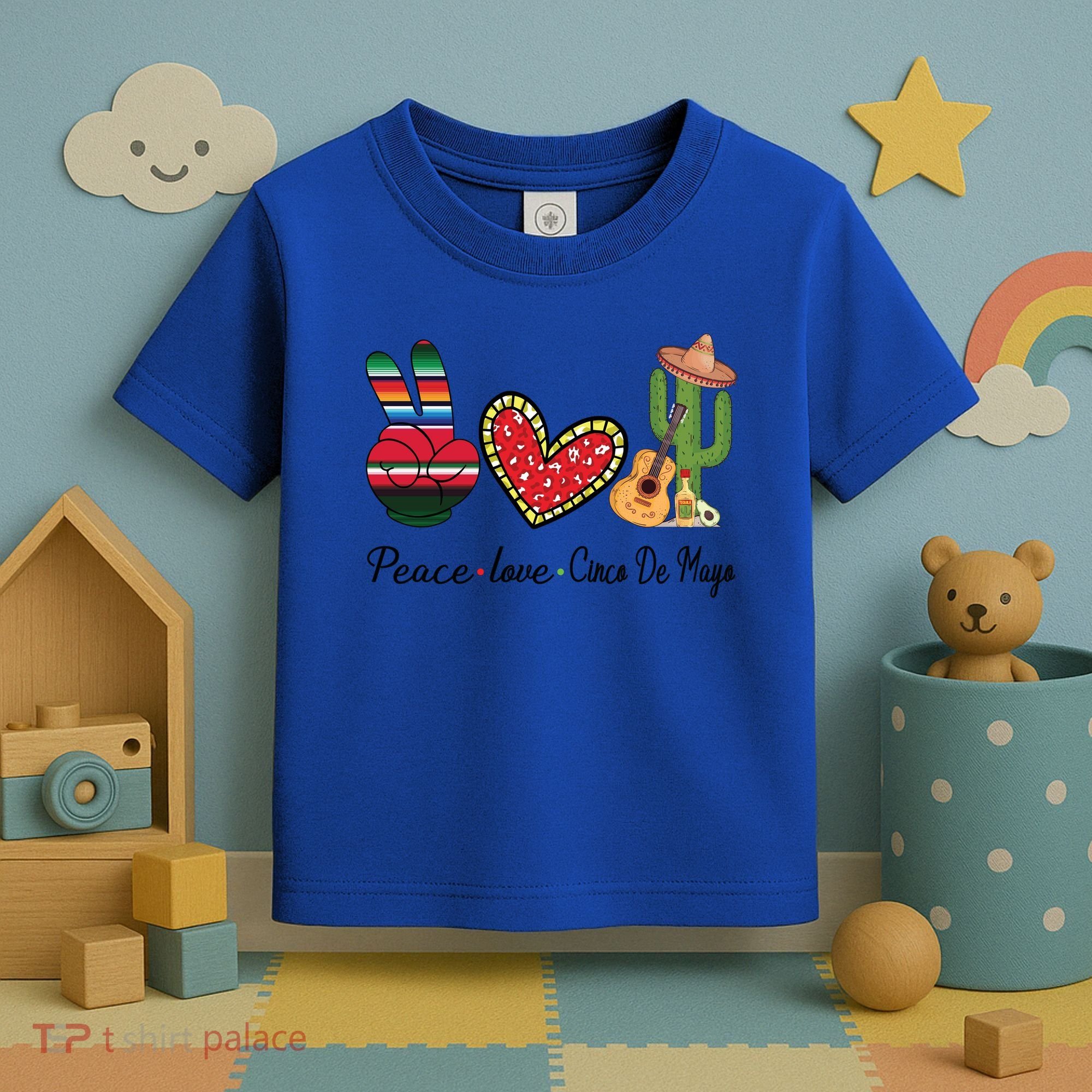 Peace Love Cinco De Mayo Fiesta Mexican Hippie Women Toddler T-Shirt