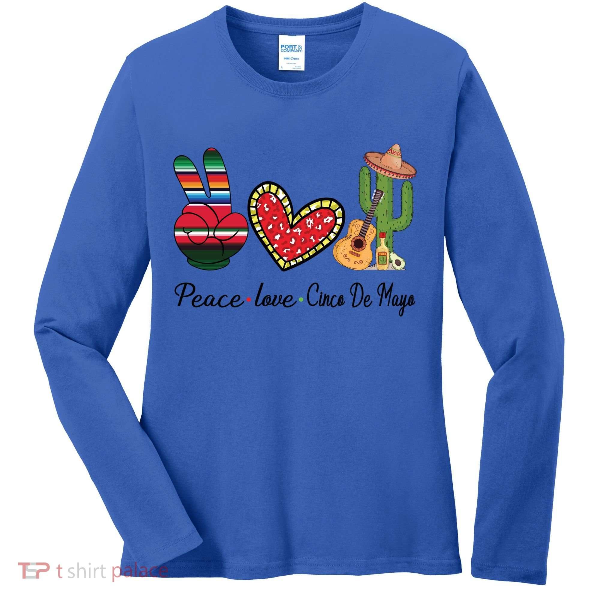 Peace Love Cinco De Mayo Fiesta Mexican Hippie Women Women's Long Sleeve Shirt