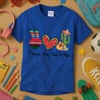 Peace Love Cinco De Mayo Fiesta Mexican Hippie Women Kids T-Shirt thumb 3
