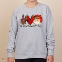 Peace Love Christmas Funny Santa Claus Happy Xmas Women's Sweatshirt thumb 0