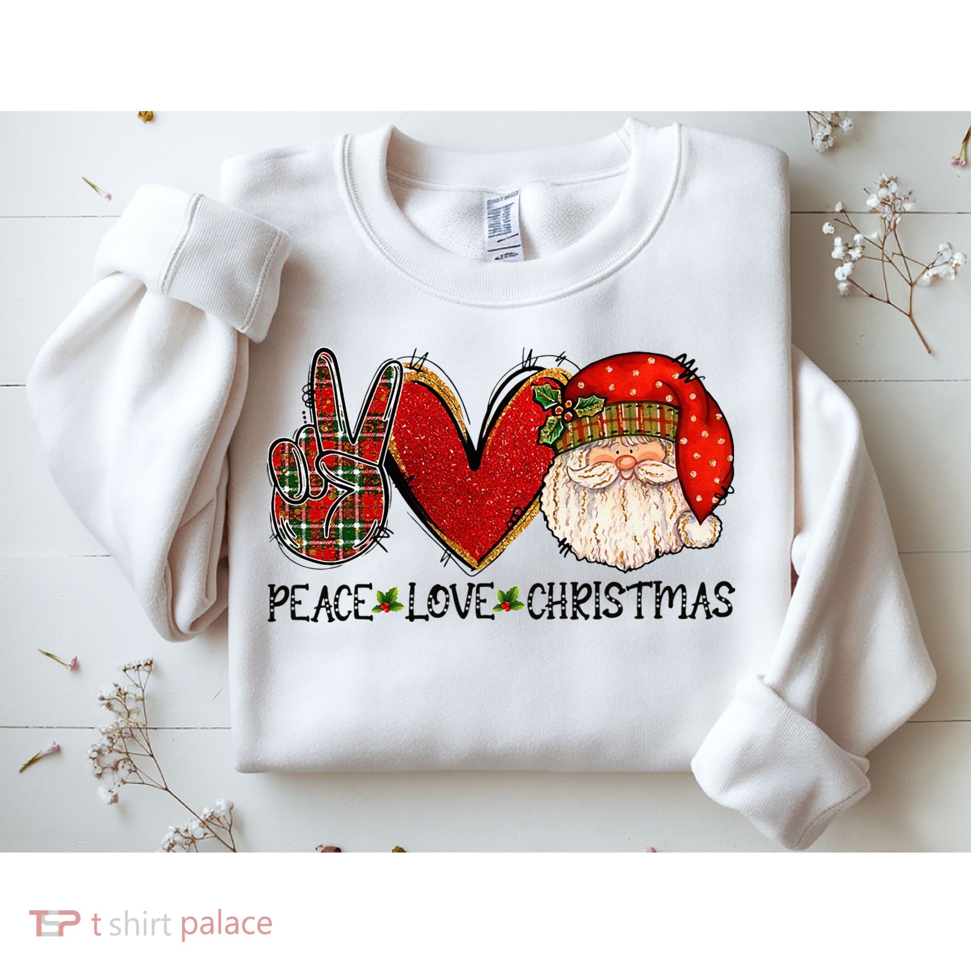 Peace Love Christmas Funny Santa Claus Happy Xmas Sweatshirt