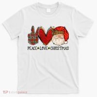Peace Love Christmas Funny Santa Claus Happy Xmas T-Shirt thumb 0