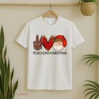 Peace Love Christmas Funny Santa Claus Happy Xmas T-Shirt thumb 2