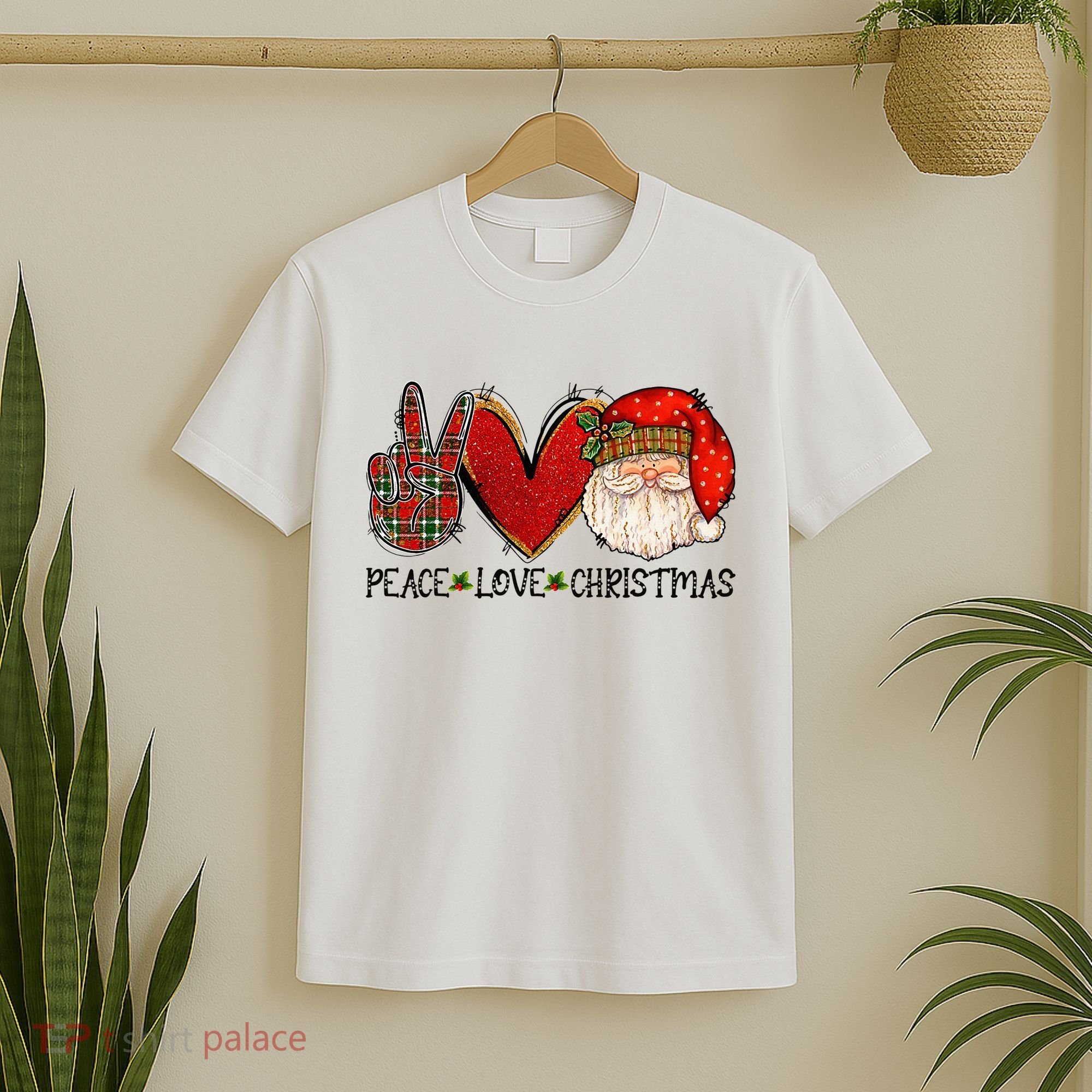 Peace Love Christmas Funny Santa Claus Happy Xmas T-Shirt