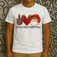 Peace Love Christmas Funny Santa Claus Happy Xmas T-Shirt thumb 3