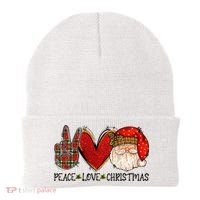 Peace Love Christmas Funny Santa Claus Happy Xmas Beanie thumb 0
