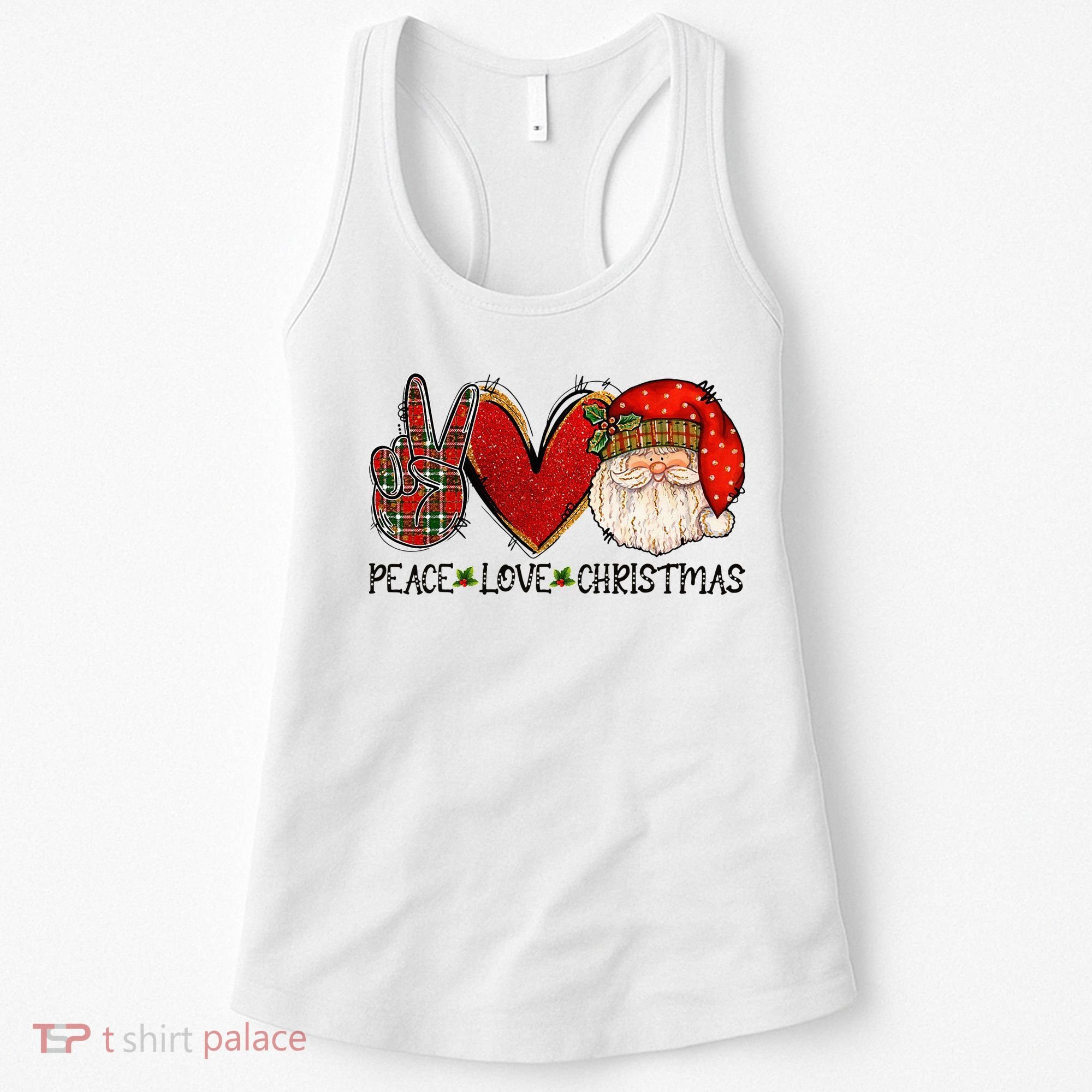Peace Love Christmas Funny Santa Claus Happy Xmas Women's Tank Top