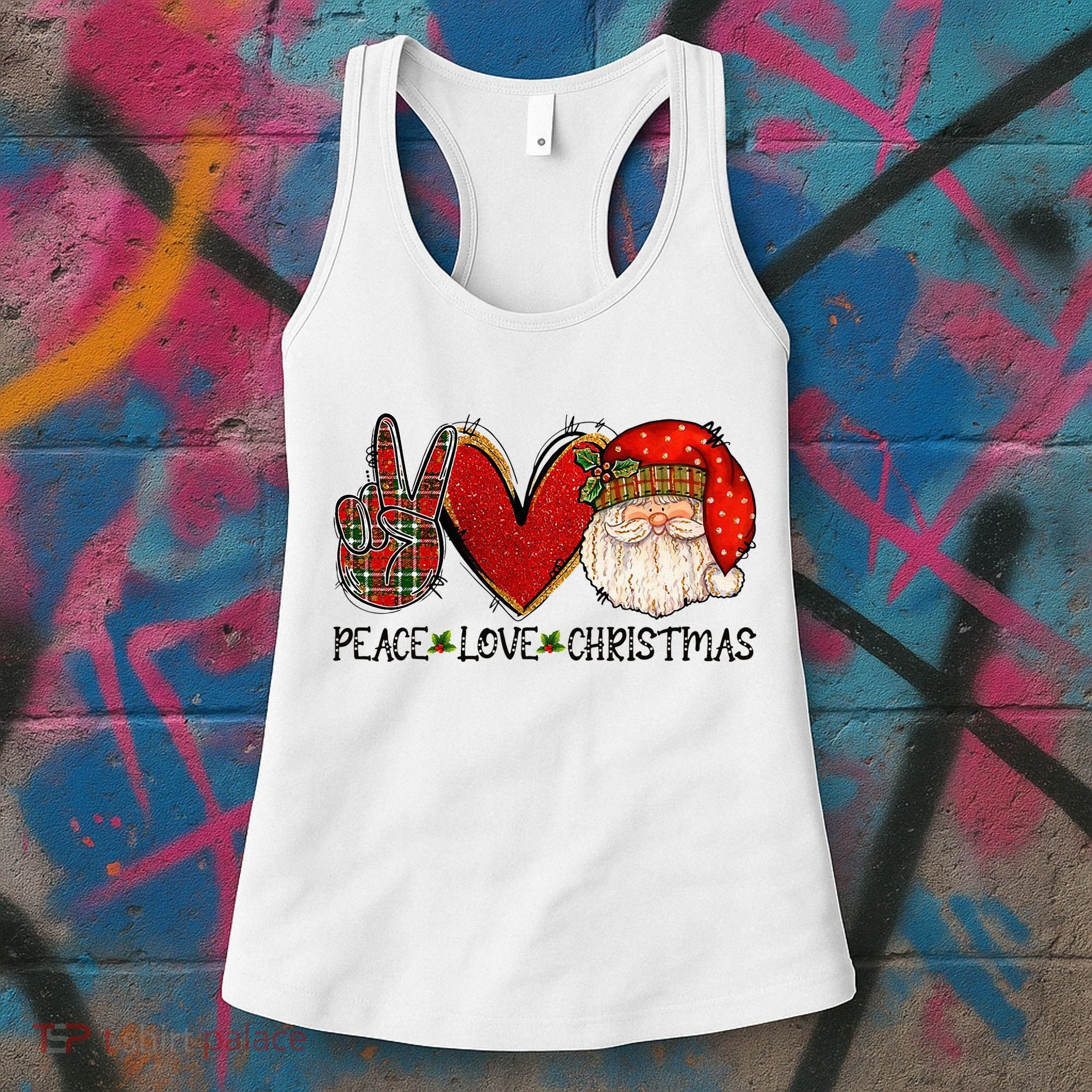 Peace Love Christmas Funny Santa Claus Happy Xmas Women's Tank Top