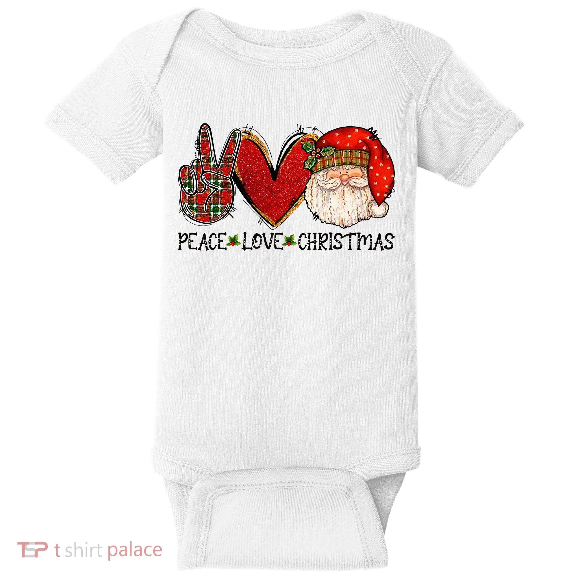 Peace Love Christmas Funny Santa Claus Happy Xmas Baby Bodysuit