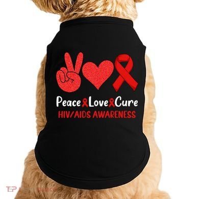 Peace Love Cure World Aids Day HIV/AIDS Awareness Doggie Tank
