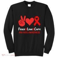 Peace Love Cure World Aids Day HIV/AIDS Awareness Sweatshirt thumb 0