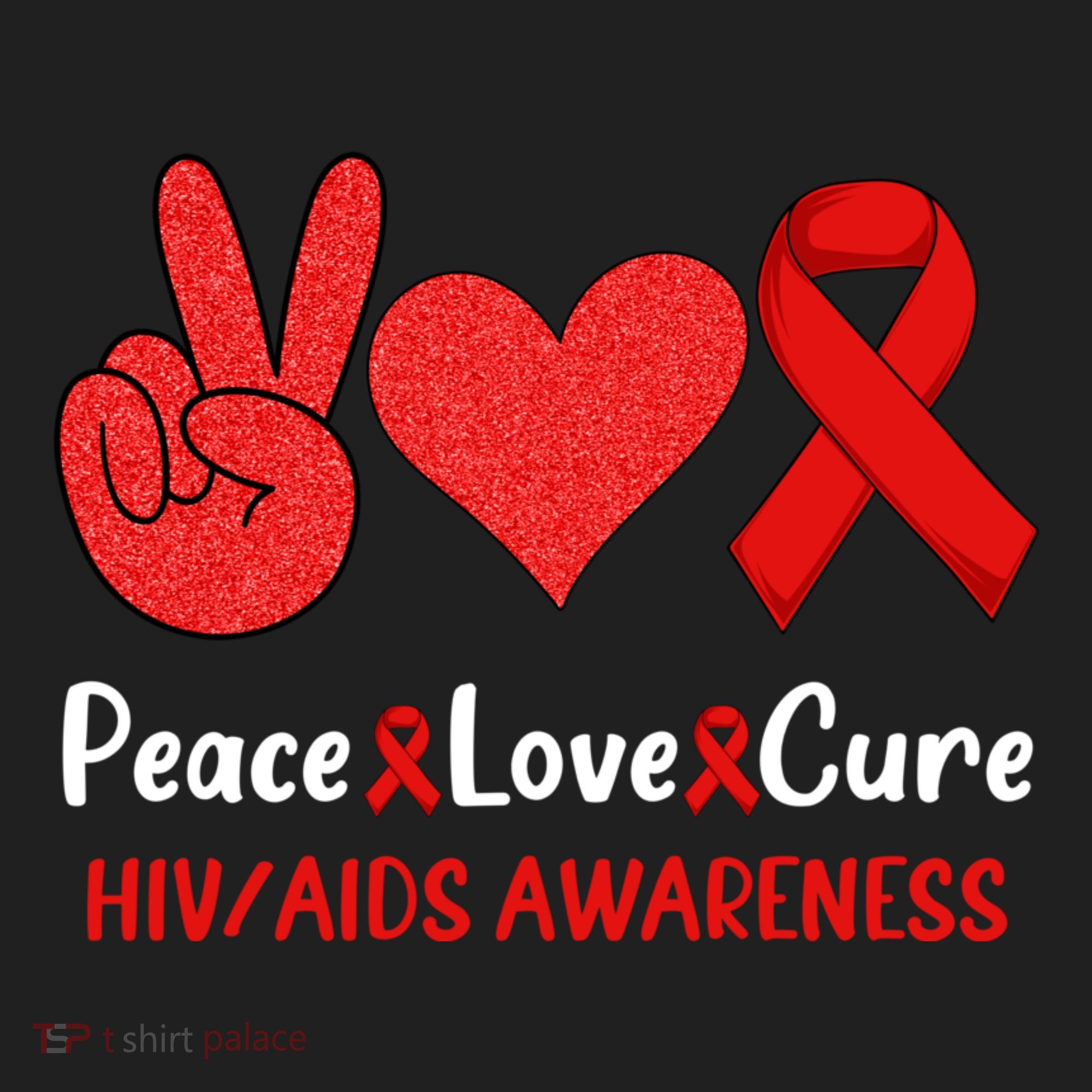 Peace Love Cure World Aids Day HIV/AIDS Awareness Beanie