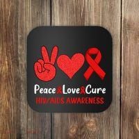 Peace Love Cure World Aids Day HIV/AIDS Awareness Coaster thumb 0