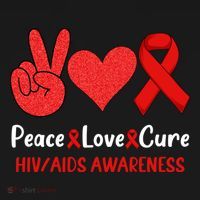Peace Love Cure World Aids Day HIV/AIDS Awareness Women's Hoodie thumb 2