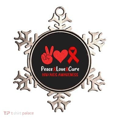 Peace Love Cure World Aids Day HIV/AIDS Awareness Ornament