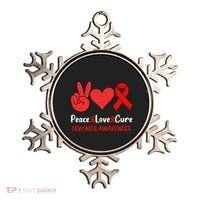 Peace Love Cure World Aids Day HIV/AIDS Awareness Ornament thumb 0