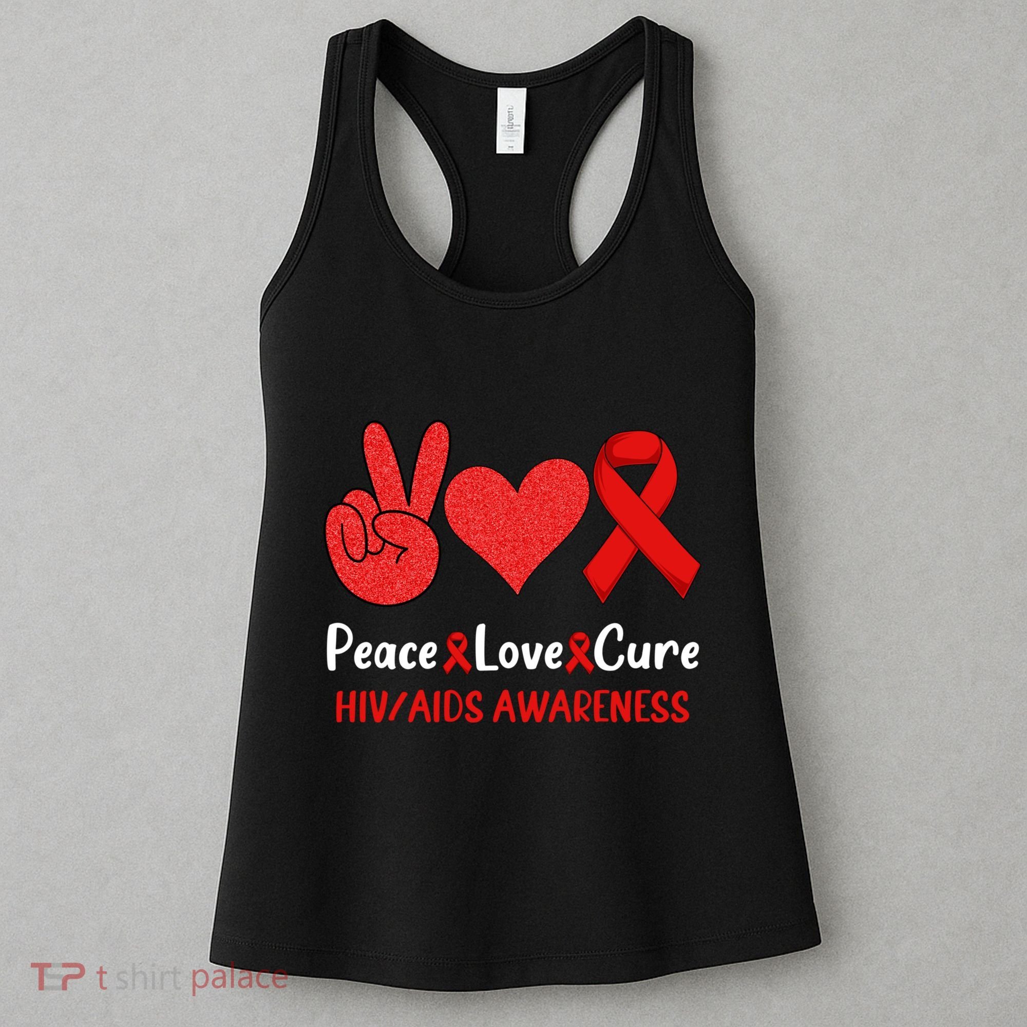 Peace Love Cure World Aids Day HIV/AIDS Awareness Women's Tank Top