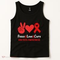 Peace Love Cure World Aids Day HIV/AIDS Awareness Tank Top thumb 2